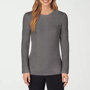 #1498 Cuddl Duds Fleecewear Stretch Crewneck Top - Heather Charcoal